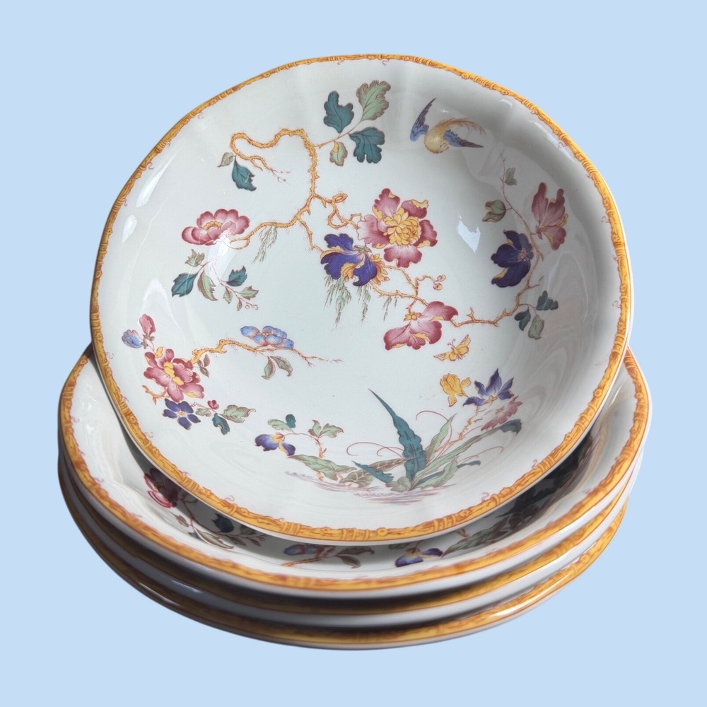 Wedgwood Devon Rose Georgetown Chinoiserie Cereal Bowls Set of 4 Made in England